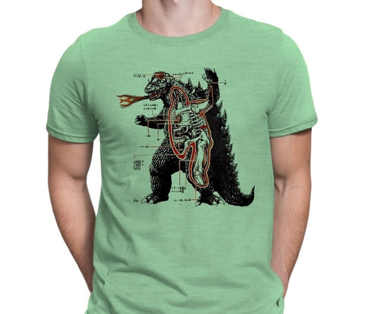 Godzilla Anatomy Kaiju Diagram Poster Vintage Graphic Design T-shirt