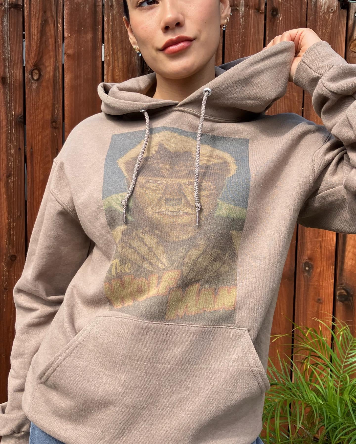 The Wolf Man Vintage Graphic Design Hoodie