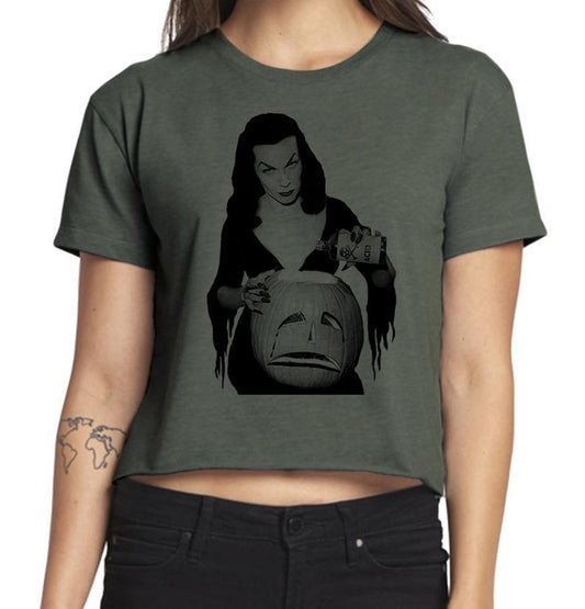 Vampira Pumpkin Poison Retro Vintage Graphic Design Crop Top